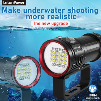 Профессиональная подводная 27 Светодиодная лампа для фотосъемки, подсветка, 22800 люмен, фонарик для дайвинга, 100-метровая Водонепроницаемая видеокамера, фонарик 9