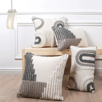 Бархатная наволочка в стиле Бохо с марокканской петлей, серое бежевое украшение для дома, роскошная наволочка с хохолком для дивана-кровати, чехла для подушки на стул 13