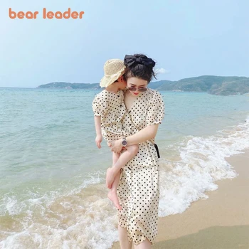 Bear Leader 2023 Летнее Повседневное платье для родителей и детей в горошек для девочек, Новое платье для мамы и дочки, пляжное платье на берегу моря, праздничная одежда 10