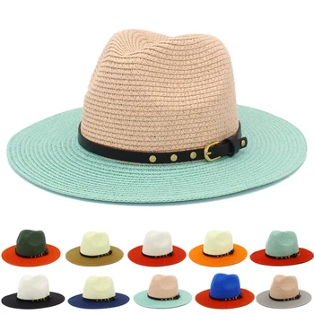 Соломенная шляпа, фетровые шляпы, кепки-трильби, соломенная панама, летние фетровые шляпы, Джазовая шляпа, дышащий модный дерби, Летний кожаный ремень, солнцезащитная кепка 9