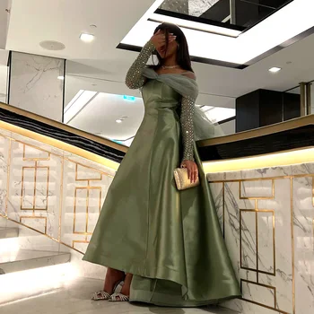 Роскошные вечерние платья из зеленого хрусталя в Дубае для женщин, свадебная вечеринка, Золотое Черное платье для выпускного вечера с длинным рукавом 6