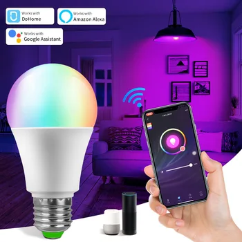 Wi-Fi Лампа RGB Холодный теплый свет Светодиодная лампа E27 Электрическая лампочка Аксессуары для умного дома Умная электрическая лампочка Лампа с регулируемой яркостью для умного дома 3