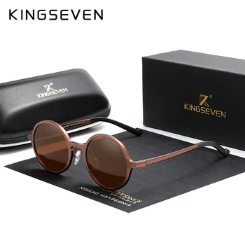 Оригинальные круглые солнцезащитные очки KINGSEVEN в стиле Стимпанк, новинка 2020 года, роскошный бренд, винтажные женские Солнцезащитные очки UV400 10