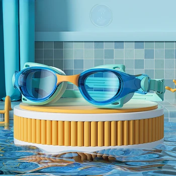 Летом 2023 года Новые Детские очки для плавания HD Противотуманные Детские очки для плавания Силиконовые Водонепроницаемые Очки для бассейна с коробкой Оптом
