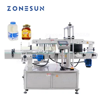 ZONESUN Трехсторонняя машина для прикрепления этикеток к квадратным бутылкам ZS-TB600T, Автоматическая Упаковка бутылок для напитков с молоком, медом, маслом 2