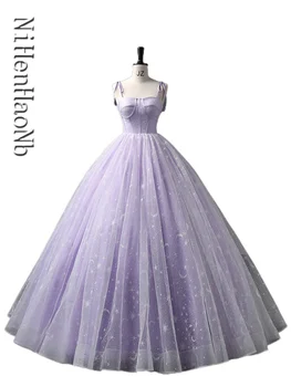 2023 Фиолетовые пышные платья на бретельках, бальное платье, платье для выпускного вечера, милое праздничное платье Плюс размер 10