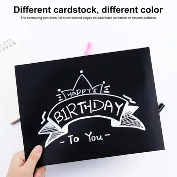 Яркие ручки с металлическим блеском, 12 двухстрочных контурных маркеров для написания поздравительных открыток своими руками ослепительных цветов 11
