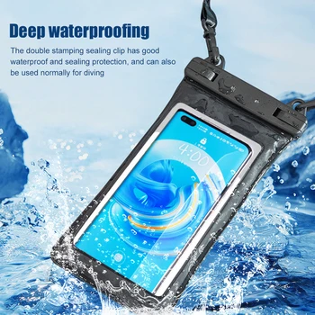 Водонепроницаемый чехол для телефона, сумки для плавания с сенсорным экраном, Прозрачная защита для мобильного телефона с лямками для плавания под водой 16