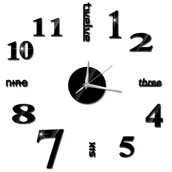 2021 Современный дизайн Большие настенные часы 3D DIY Кварцевые Часы Модные Часы Акриловые зеркальные наклейки для гостиной Домашний декор Horloge 1