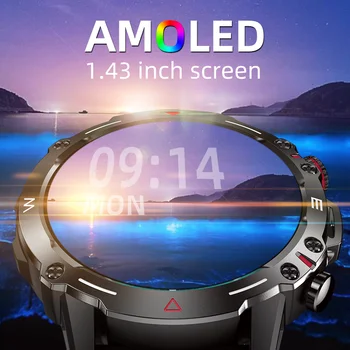 HK87 Оригинальные Смарт-часы AMOLED Bluetooth Call 1,43 дюймов С Полным Сенсорным Экраном Спорт Фитнес Беспроводная Зарядка Smartwatch Мужские 410 мАч 2