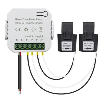 Счетчик энергии Tuya Smart Zigbee 80A с зажимом трансформатора тока, монитор мощности в кВтч, Статистика электроэнергии 90-250 В (2CT) 16
