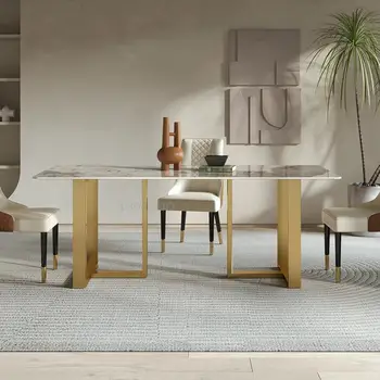 Сочетание обеденного стола и стульев в стиле модерн в скандинавском стиле Для маленькой квартиры, прямоугольный обеденный стол, мебель для ресторана 1