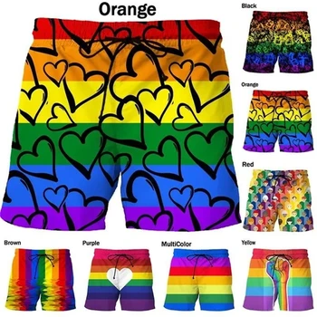 Новые шорты с 3D принтом LGBT Rainbow, Уличная мода, красочные пляжные шорты, Повседневные Комфортные шорты для плавания, Скейтбординга, спортивные шорты Унисекс