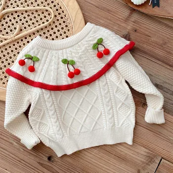 Вязаный свитер для девочек, пуловер, весенне-осенняя модная рождественская одежда для малышей, бесплатная доставка 11