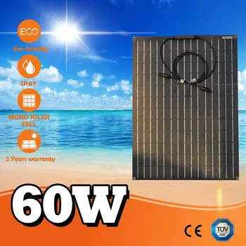 Фотоэлектрическая Панель 60 Вт 50 Вт 40 Вт Банк Солнечной Энергии 12V Комплект Зарядных Устройств Для Солнечных Батарей ETFE Гибкая Солнечная Панель 18V