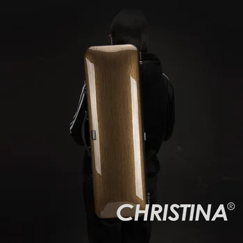 Прямоугольный Футляр для скрипки CHRISTINA из Темно-золотистого дерева, Водонепроницаемого Стекла, Углеродного Волокна, Плечевого ремня и дополнительной сумки (VB08)