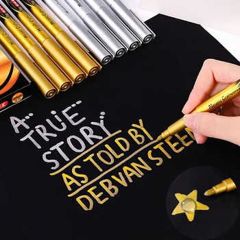 Ручка для рукоделия, водонепроницаемая ручка для рисования, Знак, Металлическая ручка, Поздравительная открытка, каллиграфия, яркие ручки Золотого, серебряного цвета