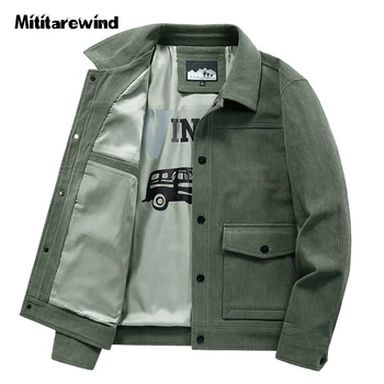 Весенне-осеннее вельветовое пальто, мужская повседневная однобортная куртка в стиле милитари в стиле ретро, мужское однотонное пальто для мужчин, высококачественная верхняя одежда 13