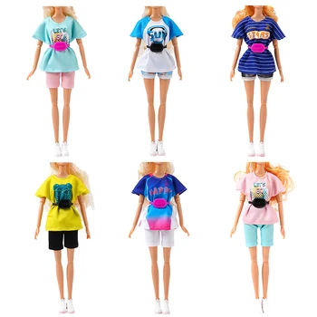 Стильный тонкий наряд из розовой серии с поясной сумкой, подходящий для Барби, повседневная одежда, аксессуары для одежды Barbies 3