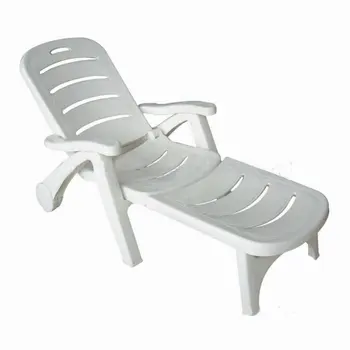 Кресло для отдыха у бассейна Белый шезлонг Уличная мебель Пластиковый Современный складной шезлонг Садовый Пляжный 7