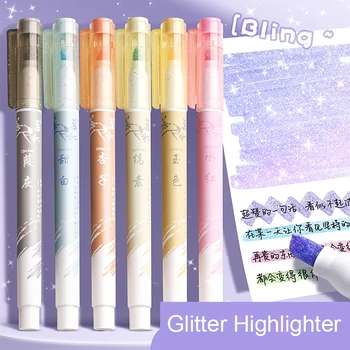 6 шт. маркеров с металлическим блеском, легко удерживаются, не растекаются, эстетичный набор маркеров, ручка-фломастер разных цветов