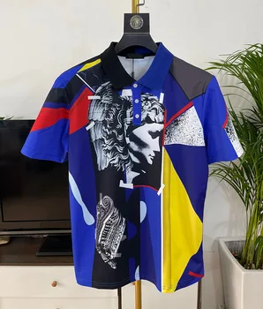 Рубашки поло с принтом персонажей 2023 года, мужская одежда, роскошный бренд в стиле Королевской Англии в стиле барокко, повседневные мужские топы с коротким рукавом 10