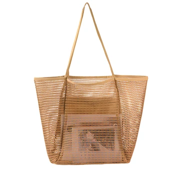 Складная Женская сумка для покупок в тренажерном зале Многоразового использования, повседневная сумка для пикника, Пляжная Летняя сумка с карманом на молнии 12