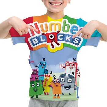 Забавная игра Numberblocks, футболка, Детские футболки, Детская одежда, Уличная одежда в стиле Харадзюку, Футболка с круглым вырезом, Летняя футболка для мальчиков И девочек 6