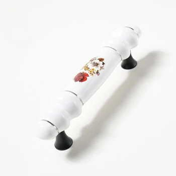 Высококачественная керамическая ручка для шкафа Красная роза С шагом отверстия 96 мм, длинная полоса, ручки для выдвижных ящиков, обувных шкафов, кухонных шкафов