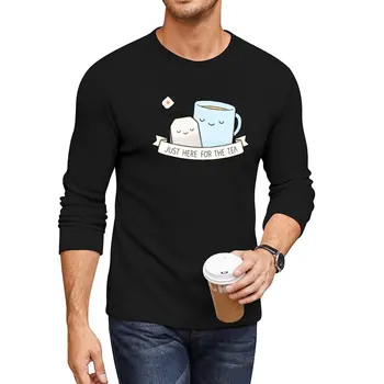 Новинка, длинная футболка Just Here For The Tea, милая одежда, быстросохнущая футболка, быстросохнущая футболка, мужские футболки с рисунком аниме 5
