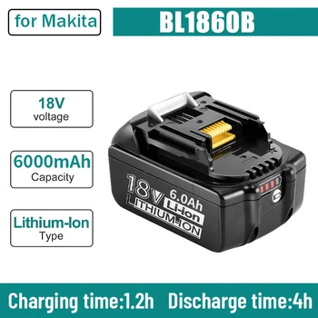 Местная доставка Для Электроинструмента Makita 18V 6000mAh Аккумуляторная Батарея со Светодиодной Литий-ионной Заменой LXT BL1860B BL1860 BL1830 7