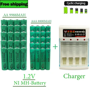 Батарея AA + AAA 100% Новый Оригинальный 1,2 В AA9988MAH + AAA8800MAH + Зарядное Устройство NI MH Аккумуляторная Батарея для Машинки Для Стрижки Волос Бритвы Калькулятора