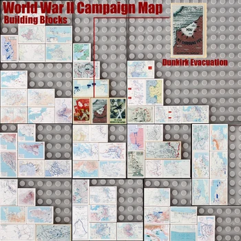 Карта военной кампании Второй мировой войны Строительные блоки Дюнкерк Нормандия Советский Плакат Западный Фронт Печатная плитка Берлинская битва Кирпичи Игрушки 6