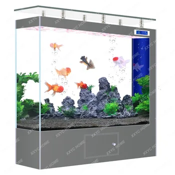 Квадратный стержень-цилиндр из золотистого хрусталя, супер белого стекла, большой домашний аквариум для гостиной