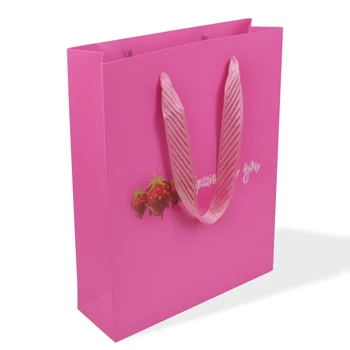 индивидуальный дизайн Дешевый подарочный бумажный пакет розового цвета с логотипом 11