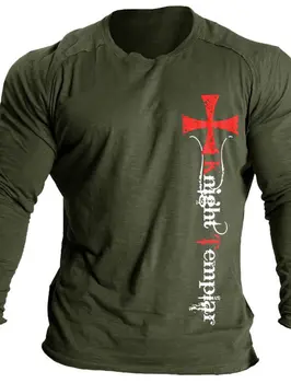 Модные мужские пуловеры с длинным рукавом, футболки с 3D-принтом, длинная футболка с крестом для мужчин, уличная футболка с круглым вырезом, негабаритная футболка 11