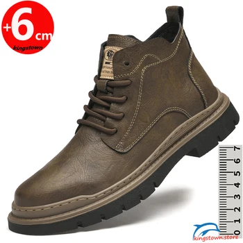 Ankel Boots Мужская обувь, увеличивающая рост на лифте, мужская Деловая Стелька 6 см, Свадебная Формальная Черная кожа 2