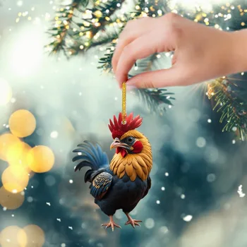 Креативное украшение для рождественской елки из серии Animal Rooster, акриловая подвеска на Рождество 2023 года 6