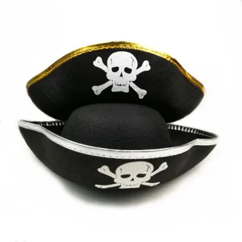 Шляпа для пиратской вечеринки с тремя углами, костюм капитана Пиратов с принтом Черепа, Кепка для вечеринки на Хэллоуин, Маскарад на День Рождения, Аксессуары для косплея, Реквизит 8