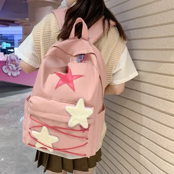 Женский рюкзак в корейском стиле, студенческий школьный ранец, симпатичный рюкзак, рюкзаки с пятиконечной звездой, дорожные сумки, сумка для компьютера 16