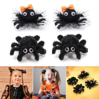 Шпилька с пауками на Хэллоуин для маленьких девочек, модный головной убор с животными, заколки для волос, Аксессуары для волос, декор для вечеринки 5