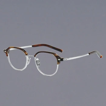 Титановые многоугольные полукадровые очки для чтения Мужские Высококачественные Универсальные женские очки для бровей в американском стиле 2