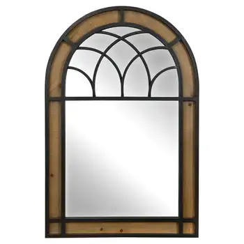 Потрясающее настенное зеркало в виде арочного дома размером 24 x 36 дюймов коричневого цвета Hemmingway Arch от Co - глубина 1,25 дюйма. 9