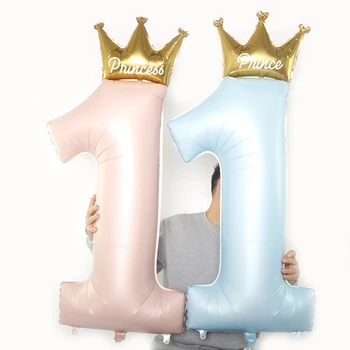40-дюймовая большая жемчужно-синяя корона принца digital 1 из алюминиевой пленки, воздушный шар, корона принцессы, украшение воздушным шаром на день рождения 13
