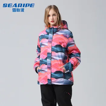 Лыжные куртки SEARIPE, зимний теплый костюм, водонепроницаемая ветровка, Дышащее зимнее пальто, Уличное оборудование, термоодежда для женщин 16
