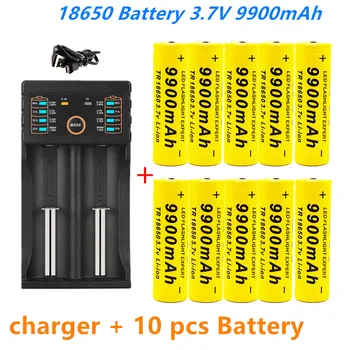 Batterie Lithium-ion Rechargeable, 18650 V, 3.7 MAh, Avec Chargeur, Pour Lampe De Poche Led, Avec 1 Chargeur, 9900 8