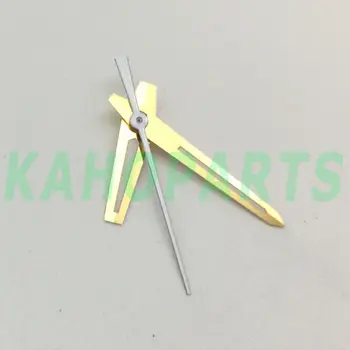 Стрелки часов с золотой отделкой и зелеными светящимися стрелками для механизма Miyota 8215 8205 DG2813 4