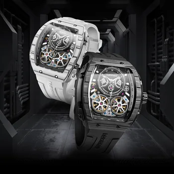 Мужские часы FAIRWHALE Double Tourbillon, лучший бренд класса люкс, мужские наручные часы, Автоматические механические часы, спортивные водонепроницаемые Relogio 16