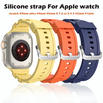 Силиконовый ремешок для Apple watch Band 49 мм Ultra 6 5 4 SE 44 мм 40 мм 8 7 41 мм 45 мм Спортивный браслет для iwatch 42 мм 38 мм Браслет 8