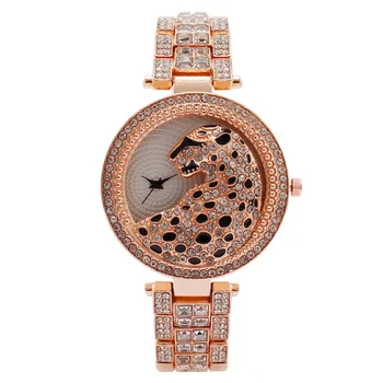 Женские кварцевые часы с кристаллами и бриллиантами, леопард, модные украшения, повседневные элегантные женские наручные часы, аксессуары для женщин 9
